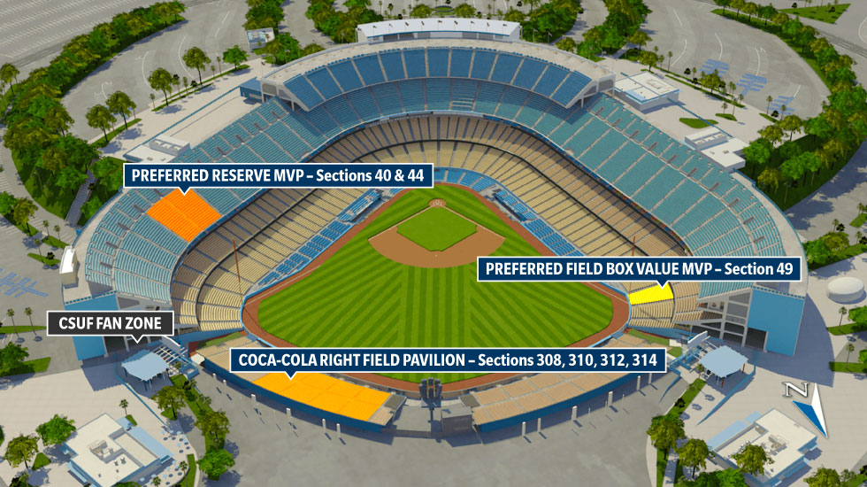 CSUF Dodgers Night Stadium Map