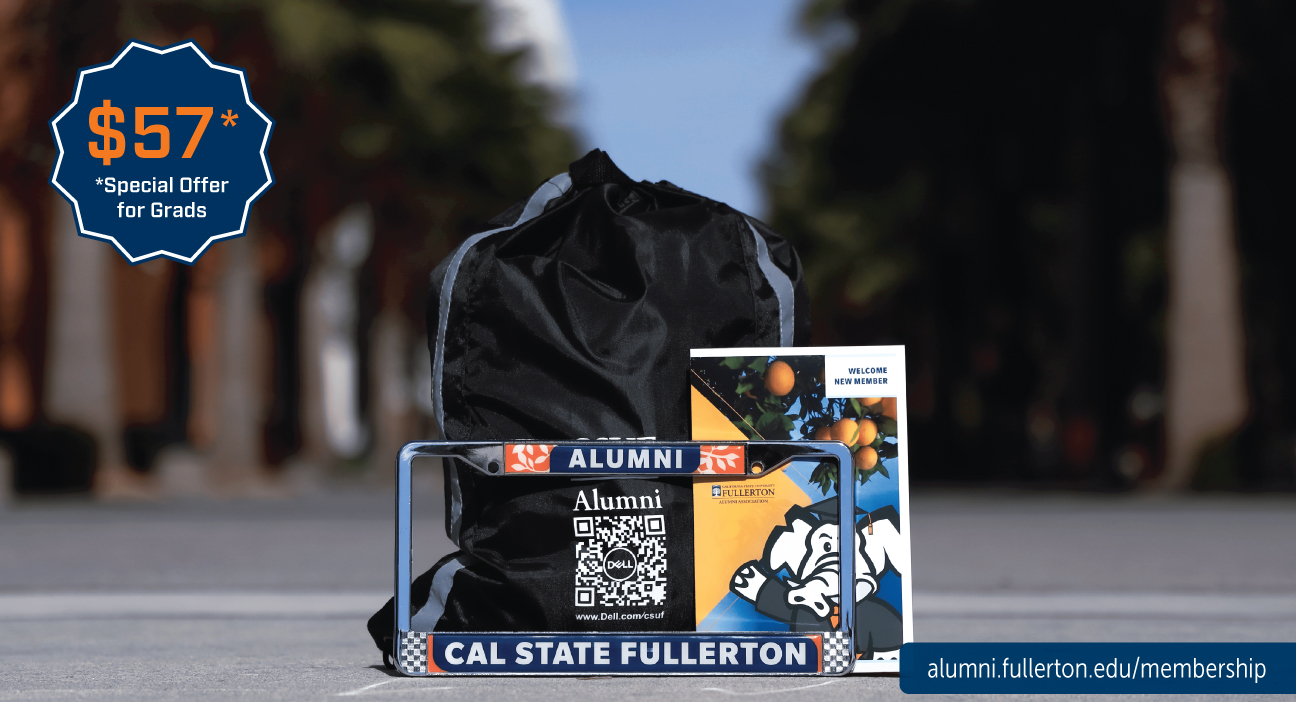 Grad Alumni Pack, $57* Special Grad Offer. Drawstring bag, license plate, and info folder. 