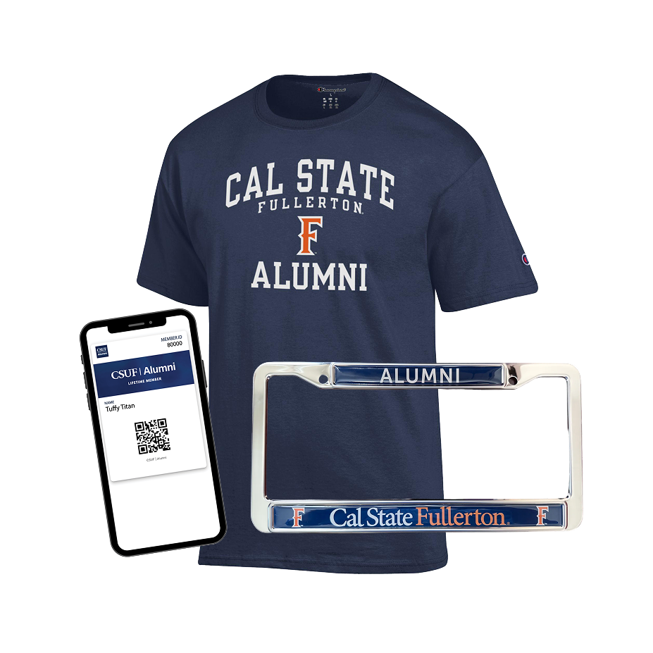 CSUF Alumni Member Exclusive t-shirt and digital membership card
